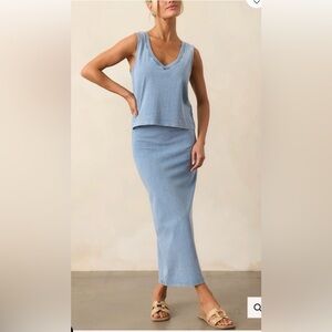 Z Supply Sloane v neck jersey denim top and skirt set